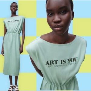 Zara Cinched Waist Sleeveless Midi Dress